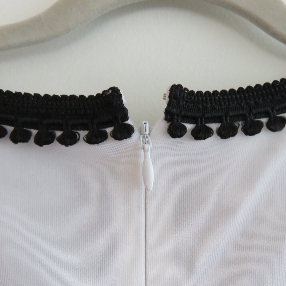 ANDREW GN F19 White Black Tassel Cut Out Embroidered White Black Top - Sz US 4 - Picture 13 of 16